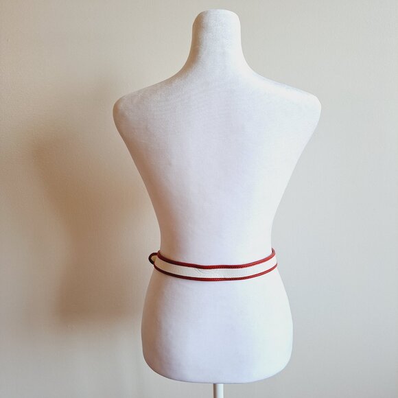 Dolce & Gabbana Red White Leather Synthetic Belt Size 75 main image 11